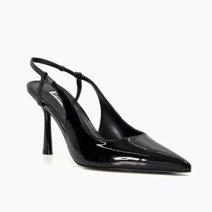 Black pointed toe heels